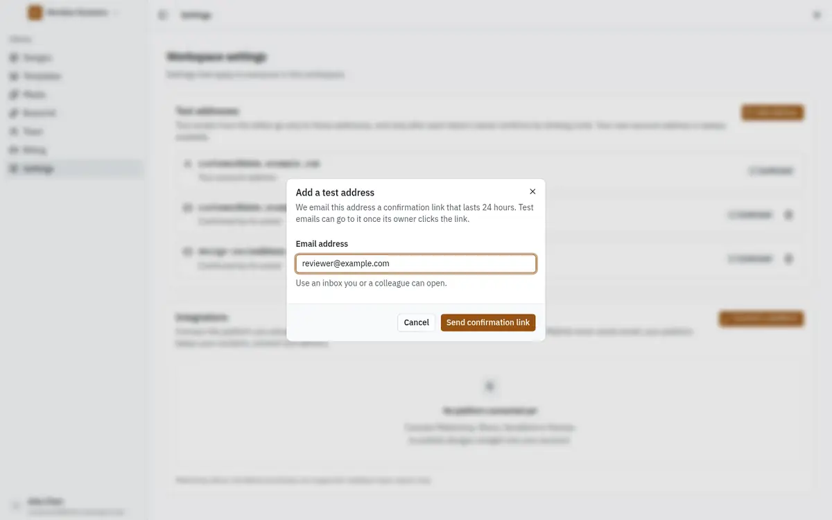 Adding a test address
